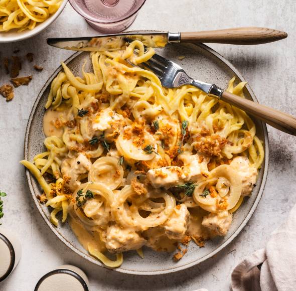 Zwiebelhähnchen mit Spätzle