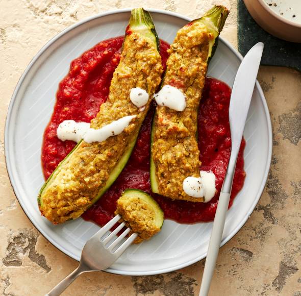 Zucchini-Falafel-Schiffchen