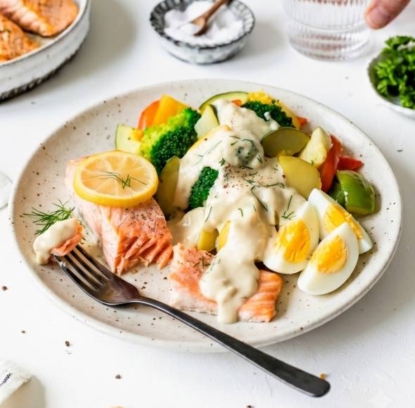 Low-Carb-Lachs mit Honig-Senf-Soße