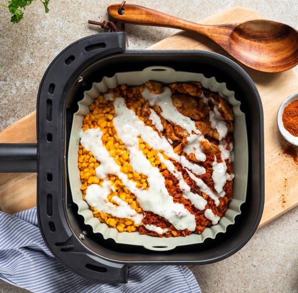 5-Zutaten-Bowl mit Veggie-Chicken im Airfryer