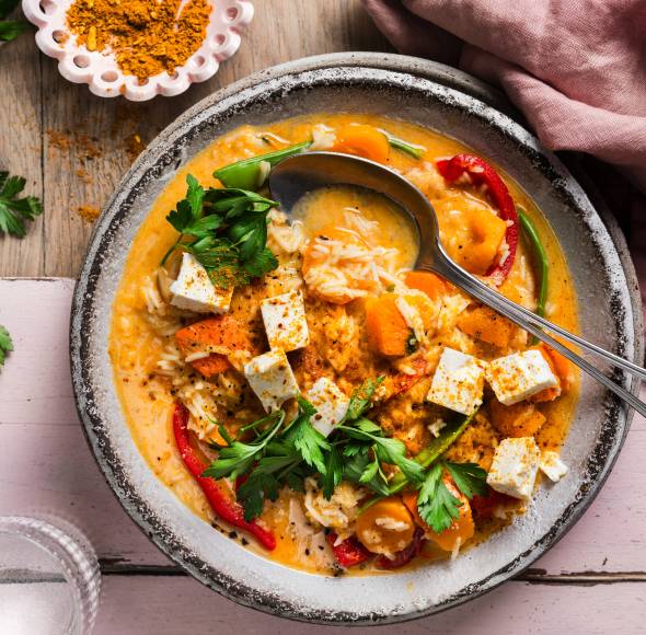 Curry-Reis-Topf mit Kürbis