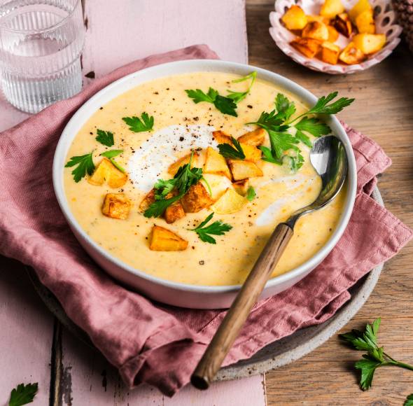 Ofenkartoffelsuppe – geröstet, püriert, geliebt