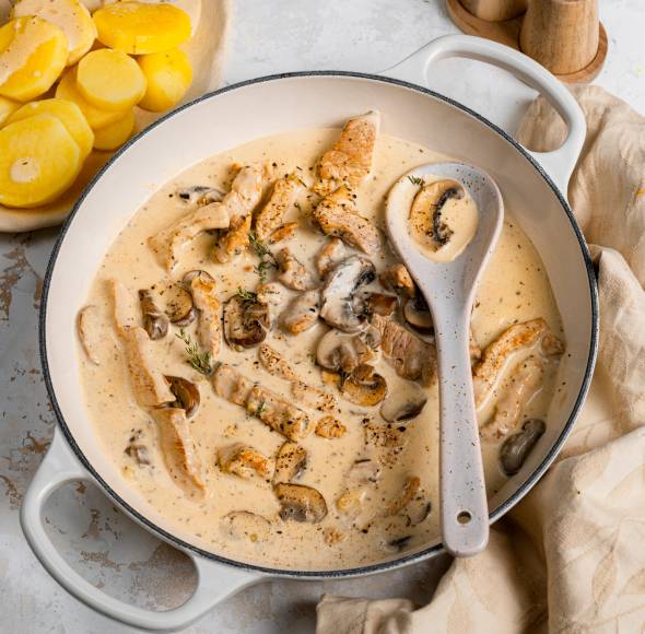Schweinegeschnetzeltes mit Pilz-Rahm-Soße