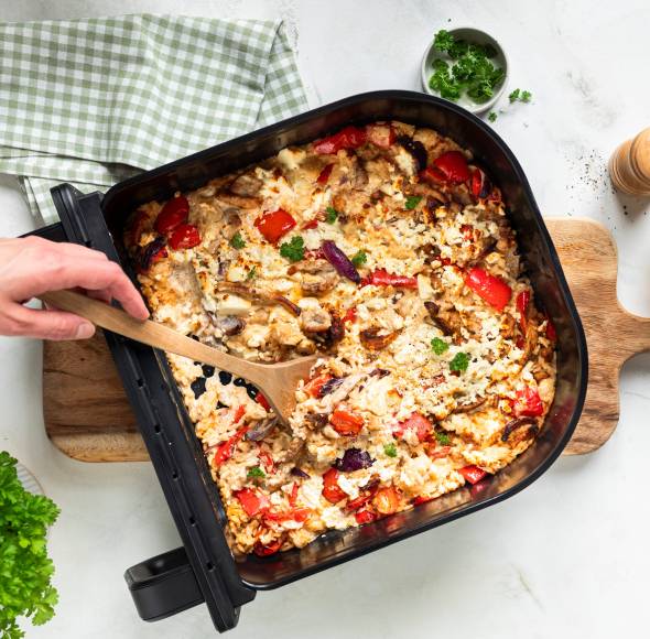 XXL-Gyros mit Feta-Reis im Airfryer