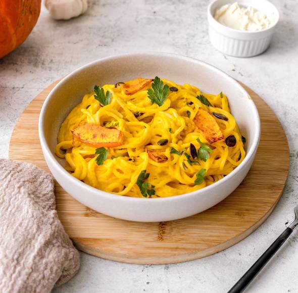 15-Minuten-Pasta mit Kürbiscremesoße