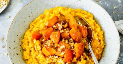 Pumpkin-Spice-Milchreis mit Kürbiswürfeln