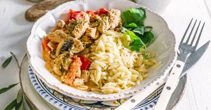 Gyros in Metaxasoße und Kritharaki