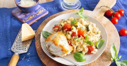 Risotto mit gebratenem Kabeljau
