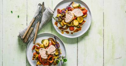 Zartes Schweinefilet mit Ofengemüse