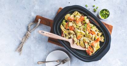 Rührei mit Lachs aus dem Dampfgaraufsatz