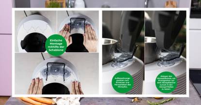 Links: Montage des WunderButler. Rechts: Demonstration der Funktion.