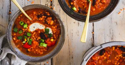 Einfaches Chili sin Carne mit roten Linsen