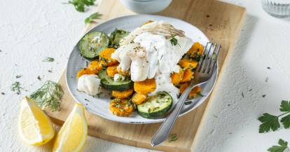 Kabeljau und Kräutergemüse aus dem Dampfgarer