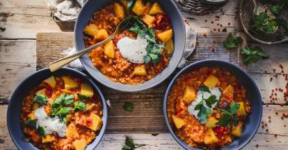Paprika-Kartoffel-Topf mit Linsen
