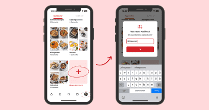Handy-Grafik, wie man ein Kochbuch in der ZauberMix App erstellt