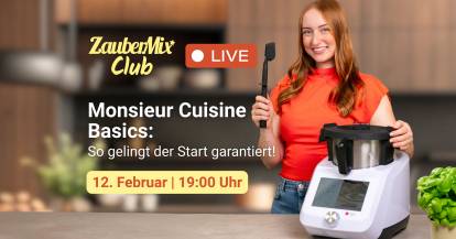 Junge Frau mit Monsieur Cuisine. ZauberMix Live Event Basics