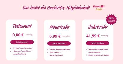 Preise im ZauberMIx Club Übersicht