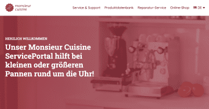 Homepage Monsieur Cuisine Screenshot