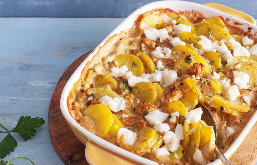 Hackfleisch-Schafskäse-Auflauf  mit Kartoffeln