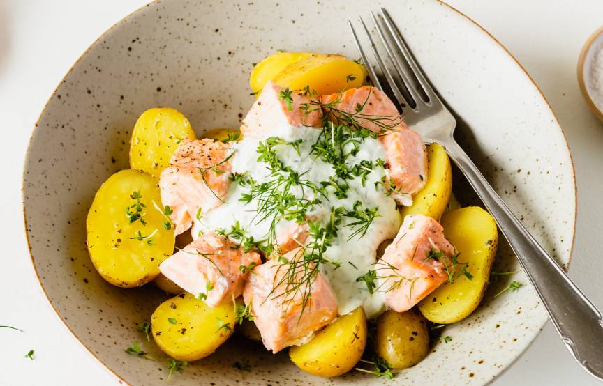 Drillinge mit Lachs und Dill-Quark