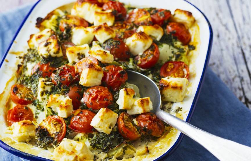 Grünkohlauflauf mit Hackfleisch und Feta