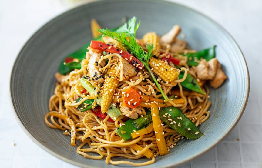 Wok-Nudeln mit Asia-Gemüse