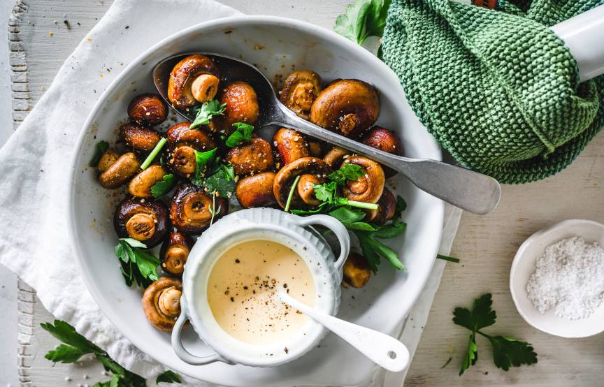 Champignons in Knoblauchsoße