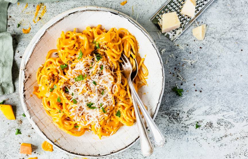 Spaghetti mit Kürbissoße