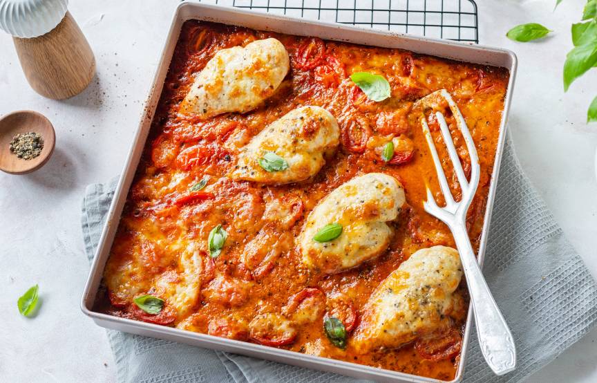 Überbackenes Caprese-Chicken