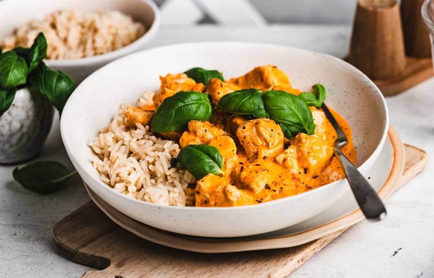 All-in-One Hähnchenwürfel in Tomaten-Frischkäse-Soße