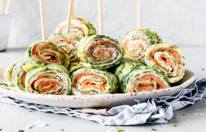 Frischkäse-Lachs-Röllchen