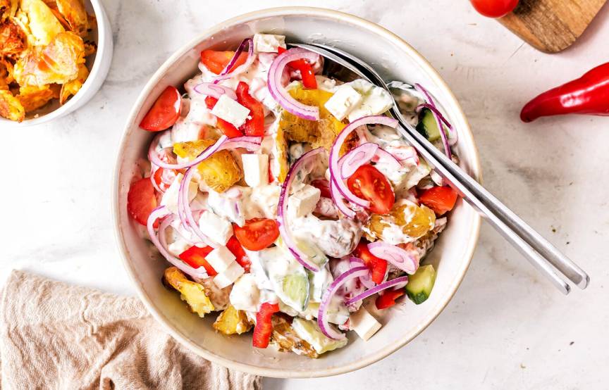 Smashed Potato Salad nach griechischer Art