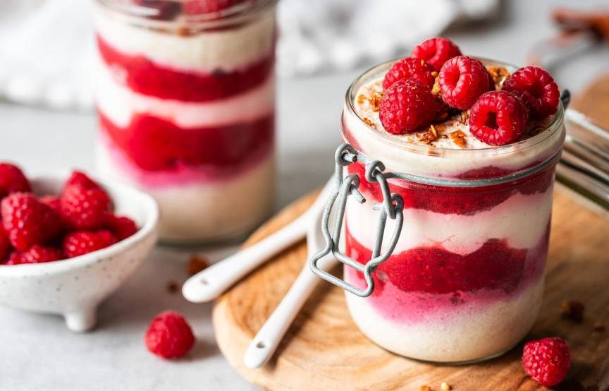 Himbeer-Käsekuchen Overnight Oats