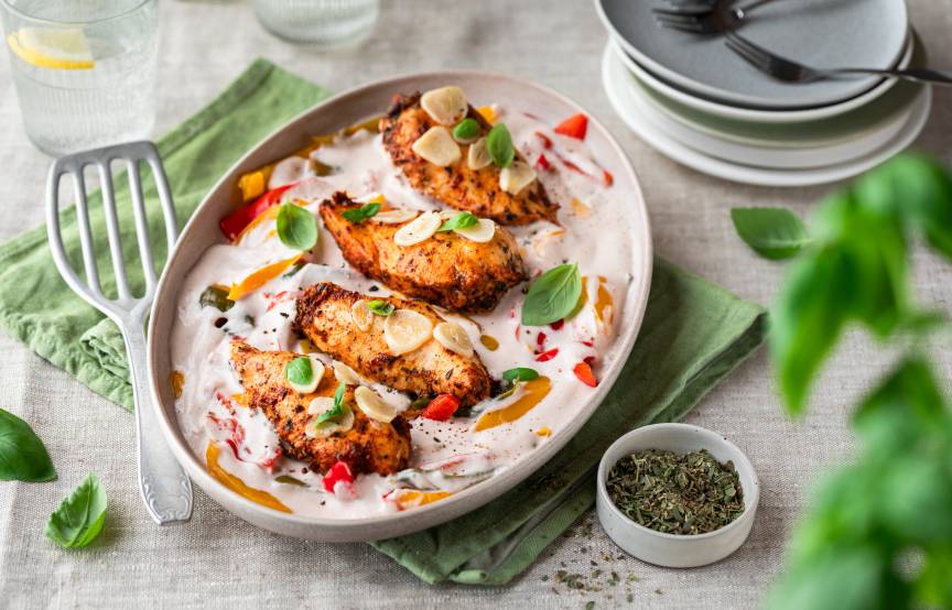 Hähnchenfilet mit Paprikagemüse