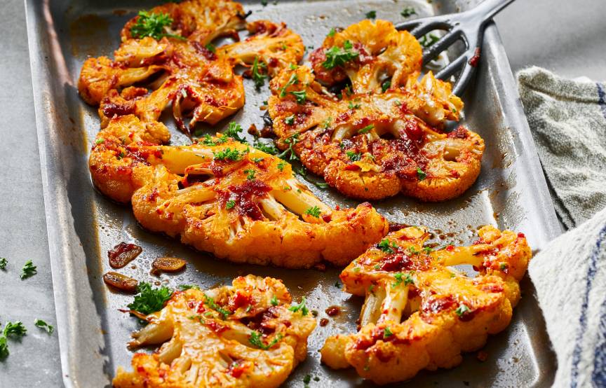 Krosse Blumenkohlschnitzel mit Dip