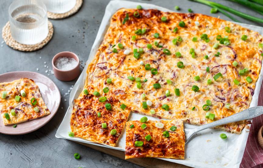 Schüttelpizza à la Flammkuchen