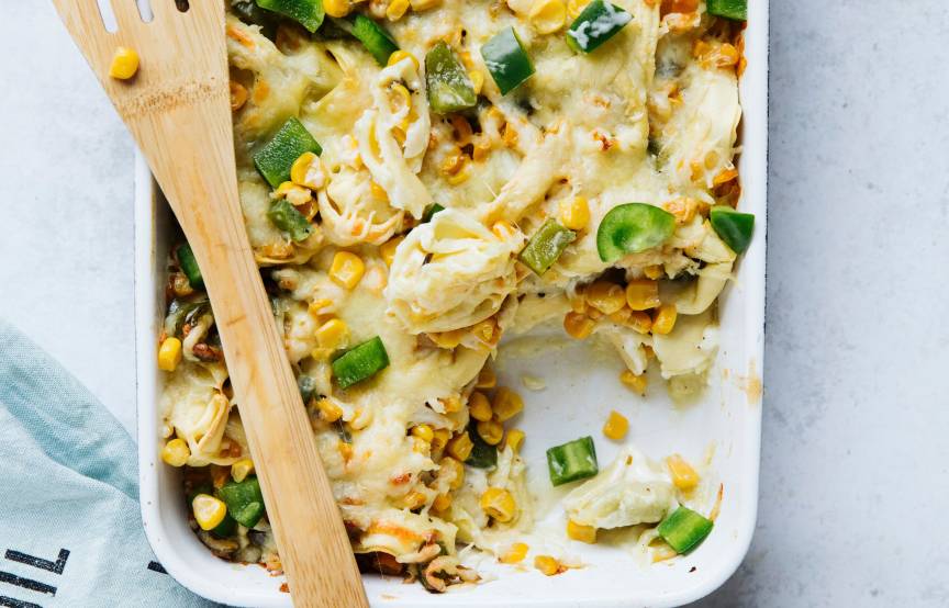 Tortelliniauflauf mit Mais und Paprika