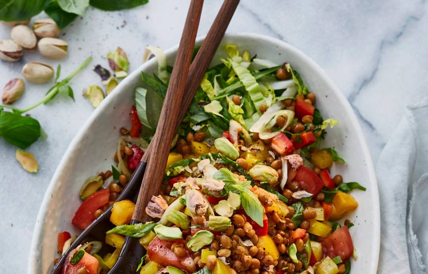 Linsensalat mit Pistazien