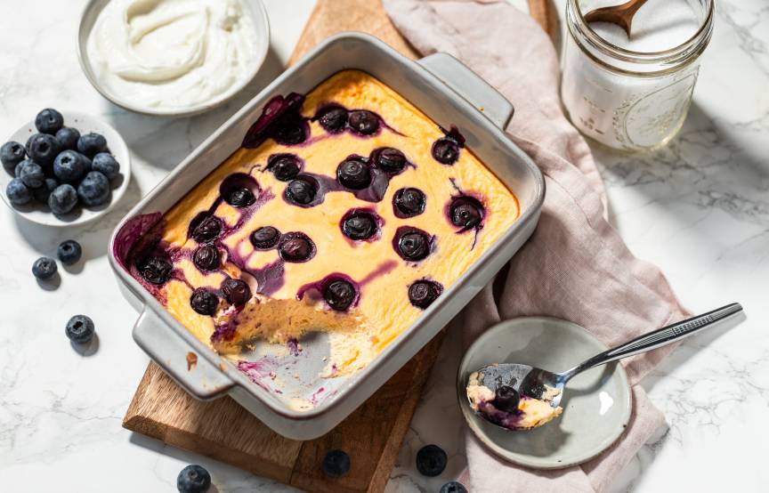 Quarkauflauf mit Blaubeeren