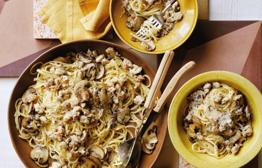 Schnelle Hähnchen-Pilz-Pasta