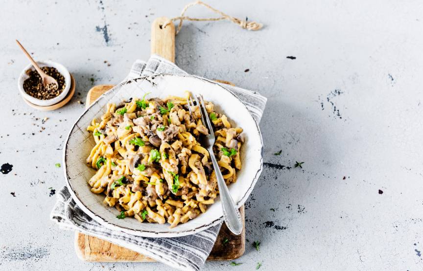 Spätzletopf mit Champignon-Rahmsoße Monsieur Cuisine