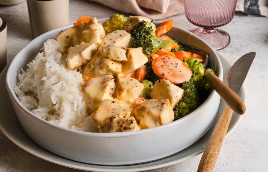 Hähnchen mit Käsesoße