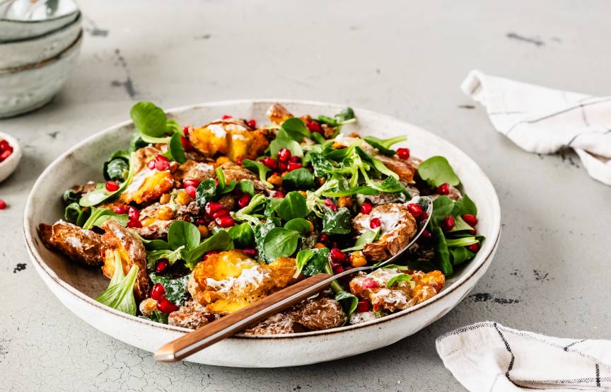 Smashed-Potatoes-Salat mit Kichererbsen