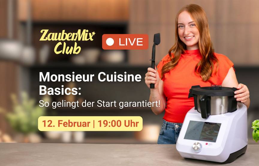 Junge Frau mit Monsieur Cuisine. ZauberMix Live Event Basics