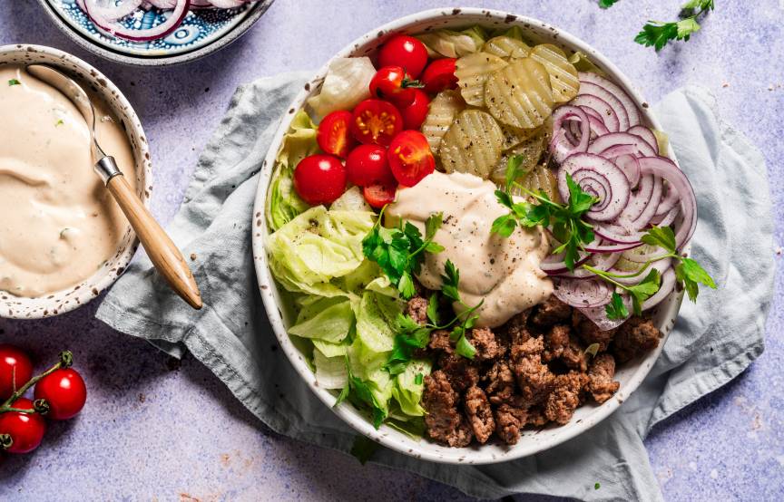 High Protein Burger Bowl