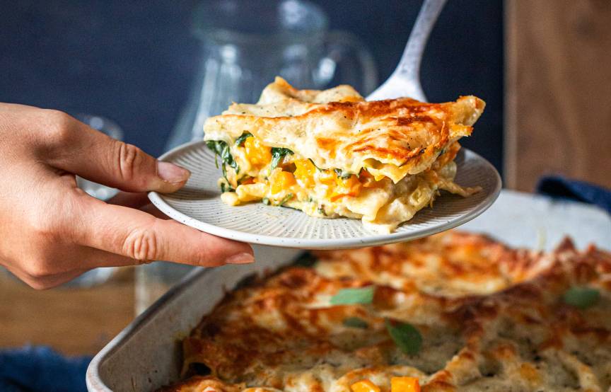Kürbis-Spinat-Lasagne