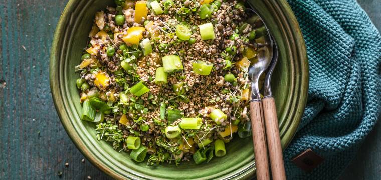 Quinoa-Linsen-Salat mit Sesamdressing Quinoa-Linsen-Salat mit Sesamdressing