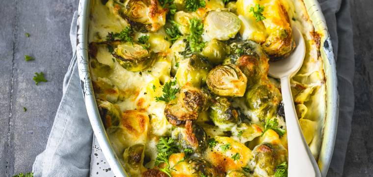 Rosenkohlauflauf mit Kartoffeln Rosenkohlauflauf mit Kartoffeln