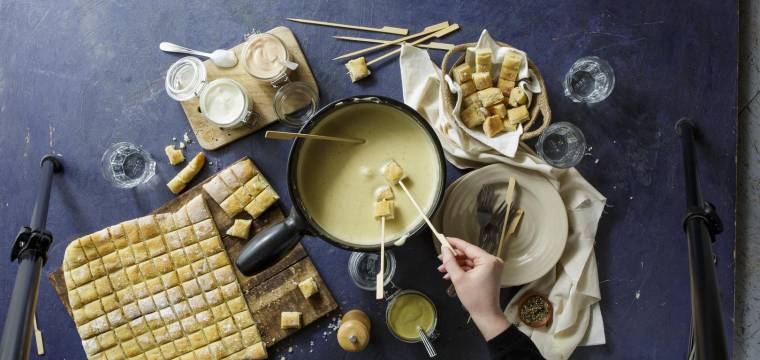 Käsefondue mit Brot