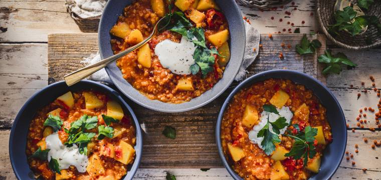 Paprika-Kartoffel-Topf mit Linsen